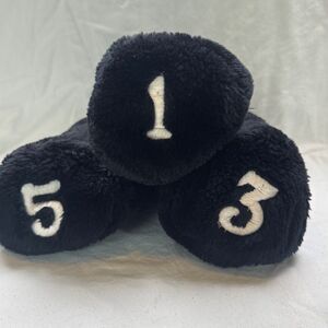 Set Of 3 Vintage Knight Golf Club Head Cover #1,#3,#5 Fuzzy Plush Black